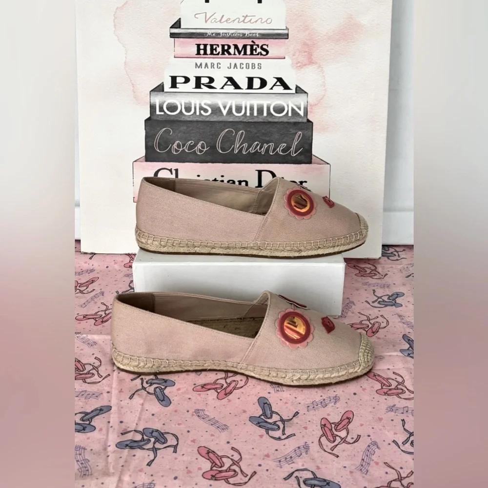 Kate Spade Geralda Glasses Espadrilles Pale Vellum K0052 Pale pink Size 9 NWOT